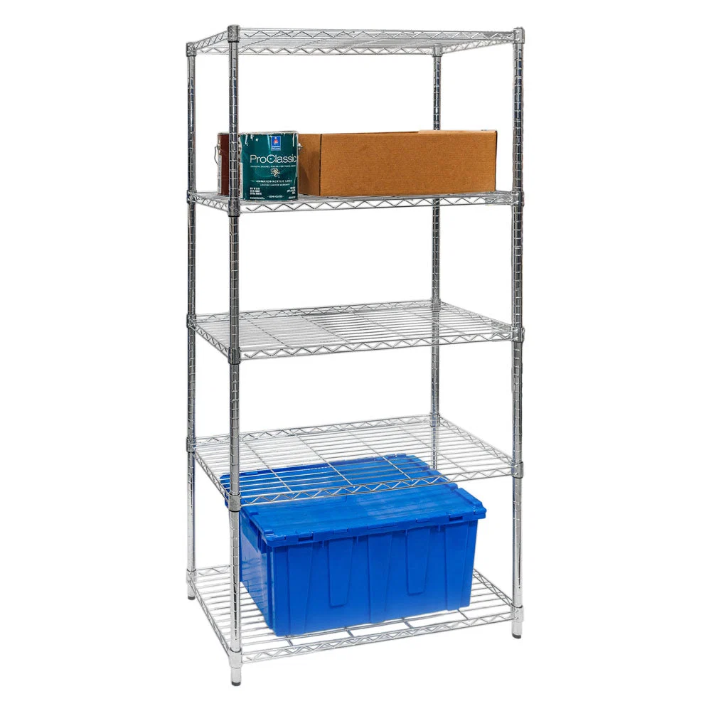 Safe Standard Duty 18 quot d x 36 quot w x 72 quot h 5-Tier Chrome Wire Shelving Fine Crafted