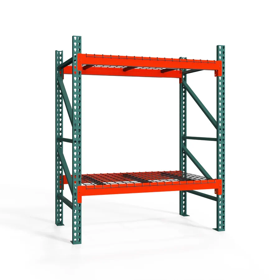 Exceptional 2-Tier Teardrop Pallet Rack Starter Units w Wire Decking – 24 quot d x 72 quot h Responsible