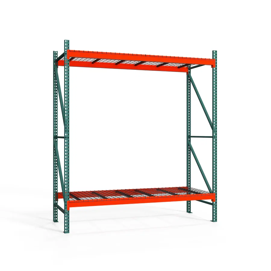 High-Quality 2-Tier Teardrop Pallet Rack Starter Units w Wire Decking – 42 quot d x 120 quot h Quality