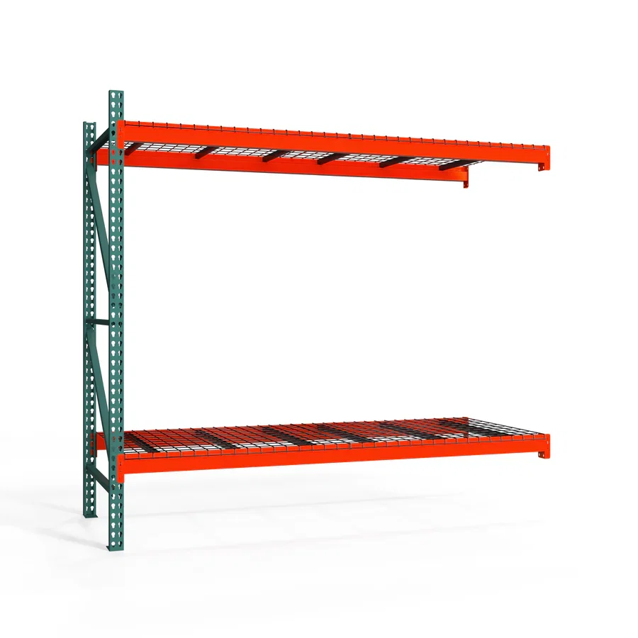Eco-Friendly 2-Tier Teardrop Pallet Rack Add-On Units w Wire Decking – 48 quot d x 120 quot h Environmentally Friendly