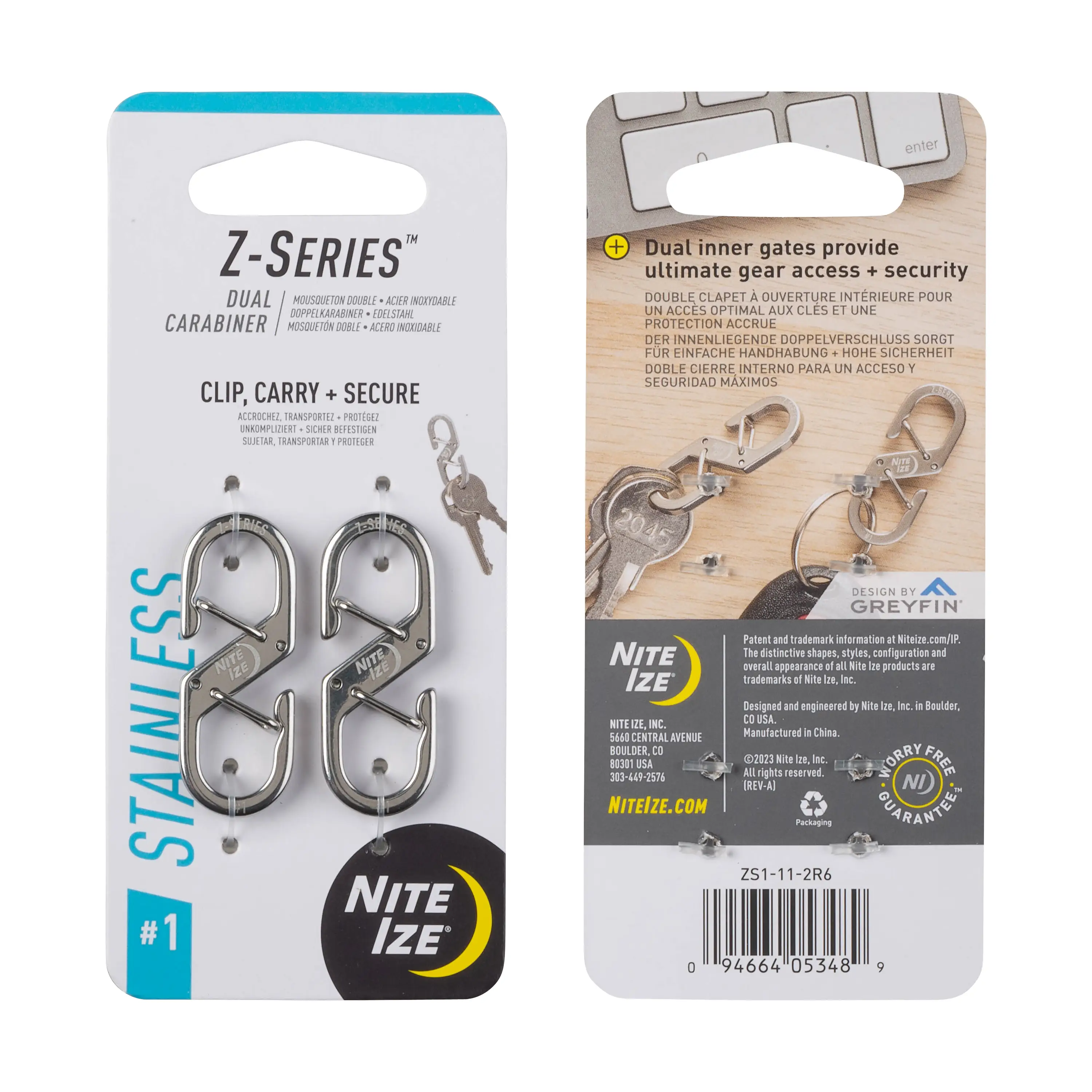 Soft DUAL CARABINER 1 2PK Organic