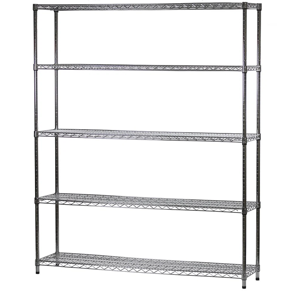 Contemporary 14 quot d x 60 quot w Chrome Wire Shelving w 5 Shelves Outstanding