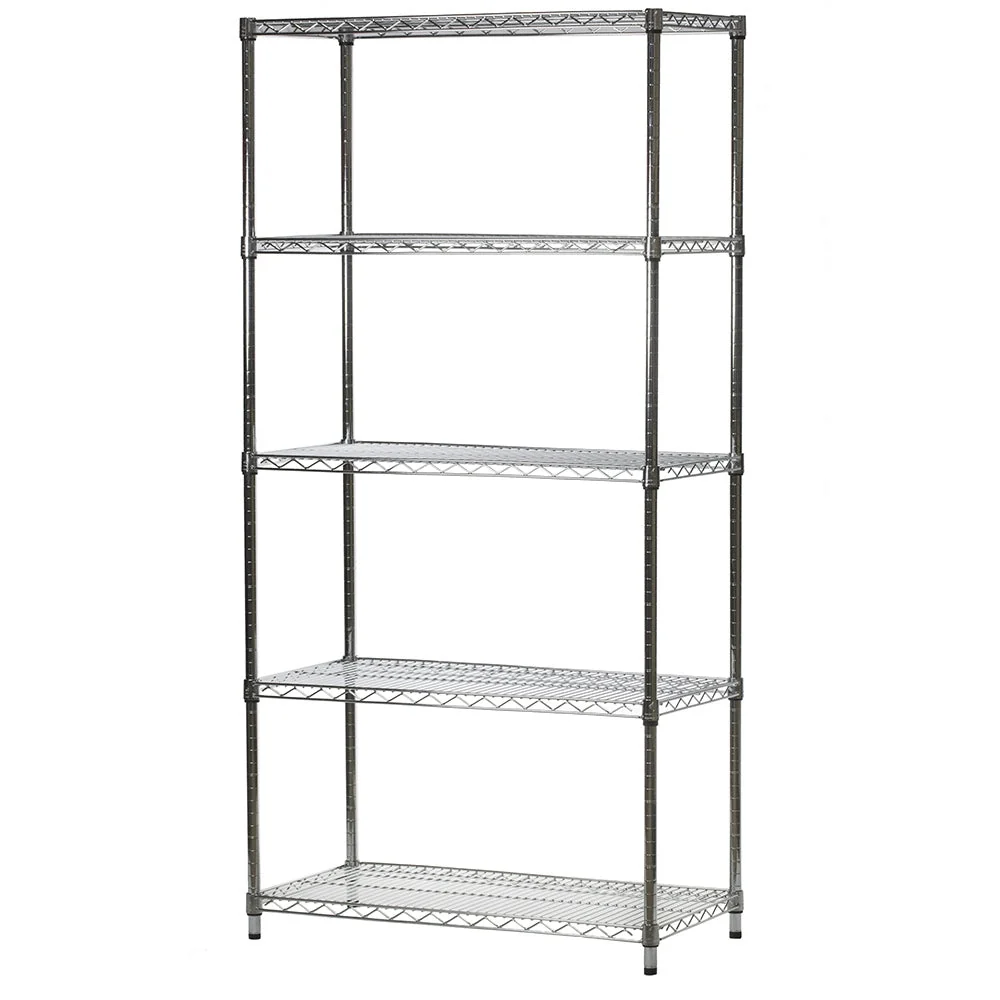 Outstanding 18 quot d x 36 quot w Chrome Wire Shelving w 5 Shelves Secure