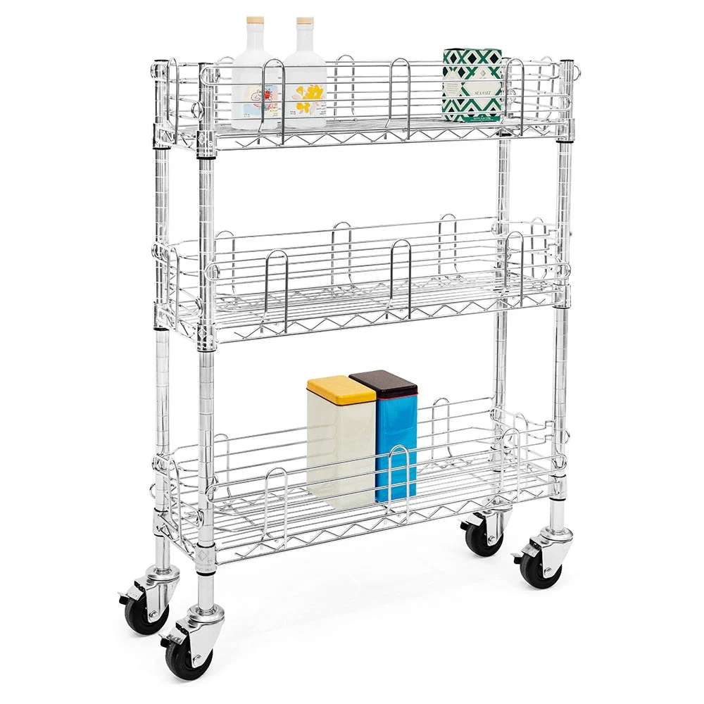 High-Quality 3-Shelf Slim Storage Cart Powerful