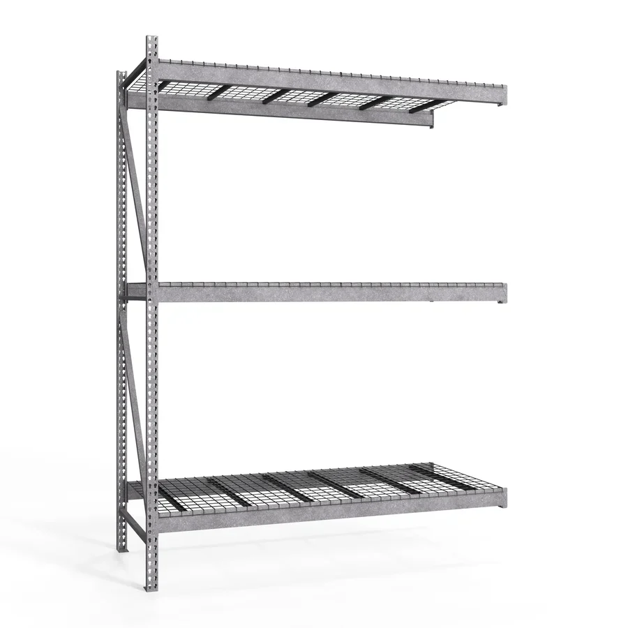 Verified 3-Tier Galvanized Teardrop Pallet Rack Add-On Units w Wire Decking – 48 quot d x 144 quot h High-End