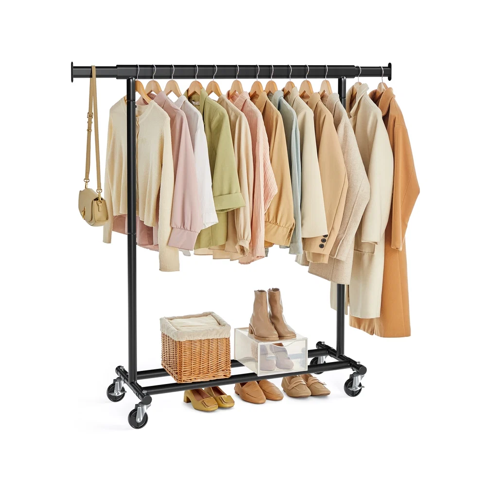 Eco-Friendly SONGMICS Clothes Rack with Extendable Hanging Rail on Wheels Clean
