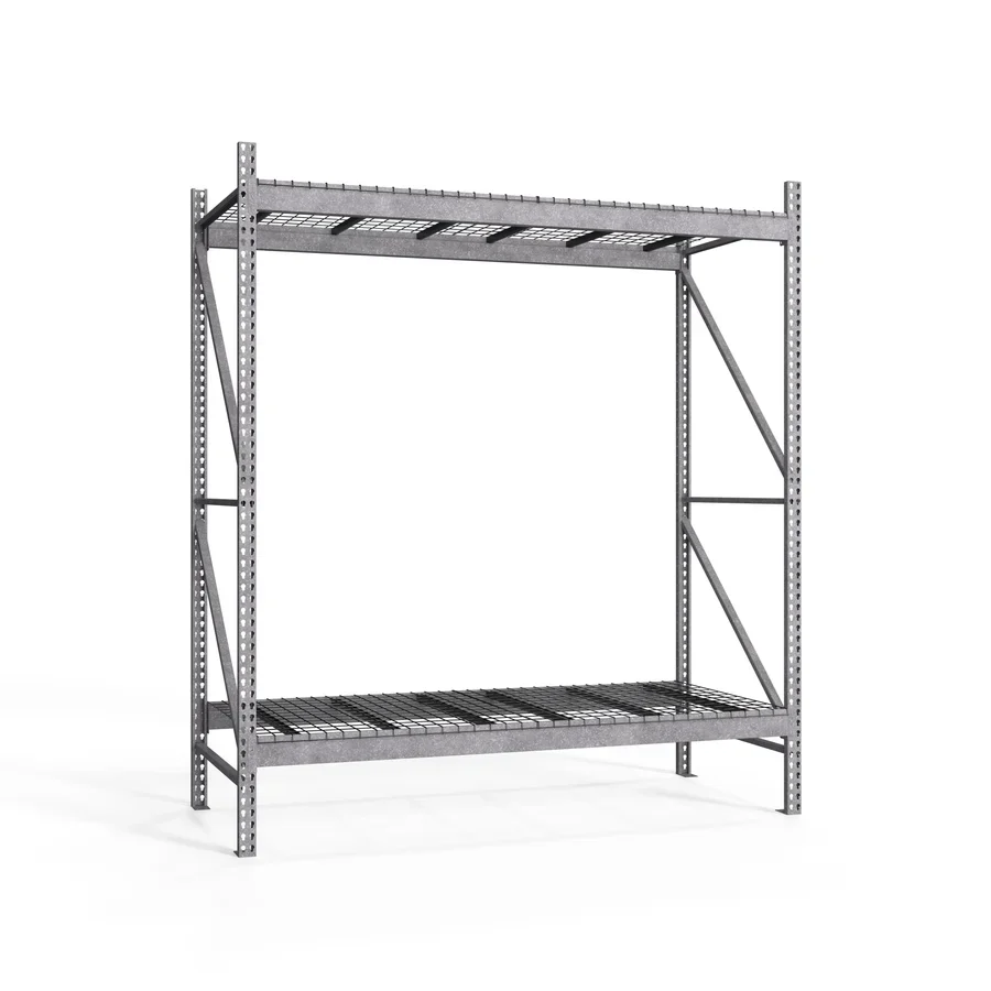 High-End 2-Tier Galvanized Teardrop Pallet Rack Starter Units w Wire Decking – 48 quot d x 120 quot h Refined