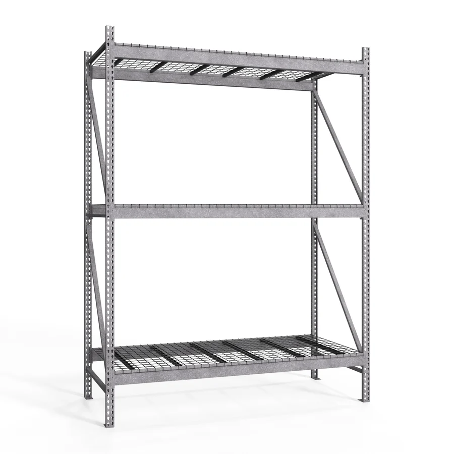 Genuine 3-Tier Galvanized Teardrop Pallet Rack Starter Units w Wire Decking – 48 quot d x 144 quot h Safe