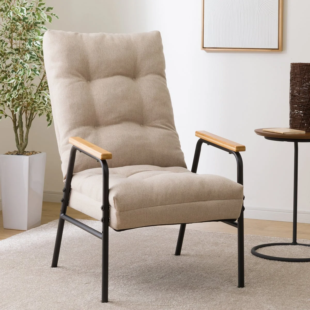 Casual Japanese Floor Chair JC-E02 High Type Beige Elegant