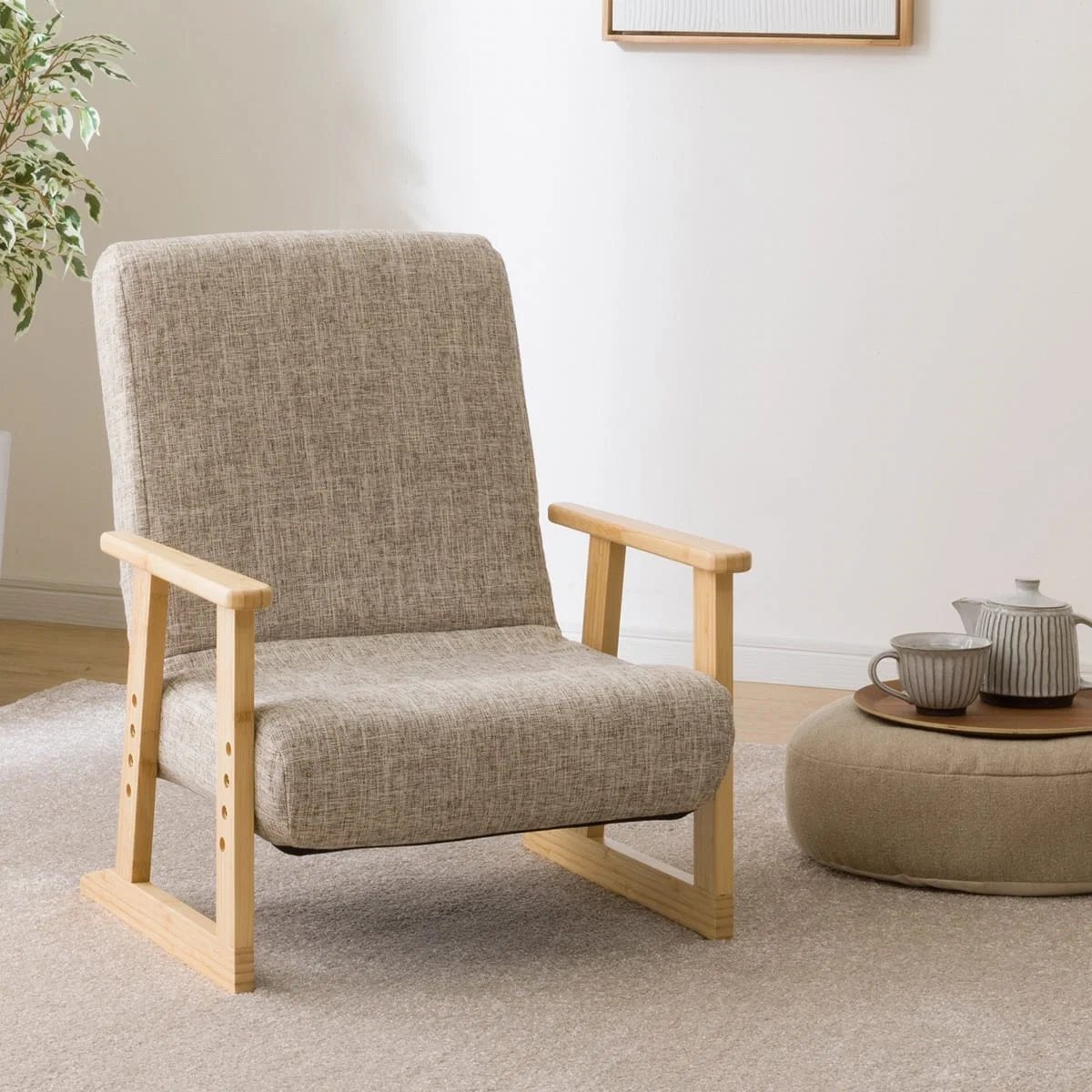 Elegant Japanese Floor Chair JC-E03 Dark Brown Natural Easy-to-Use