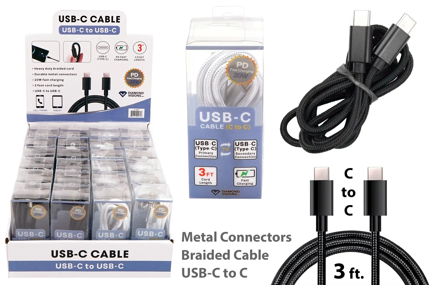 Premium Material BRAIDED USB-C CABLE 3 39 C TO C Reusable