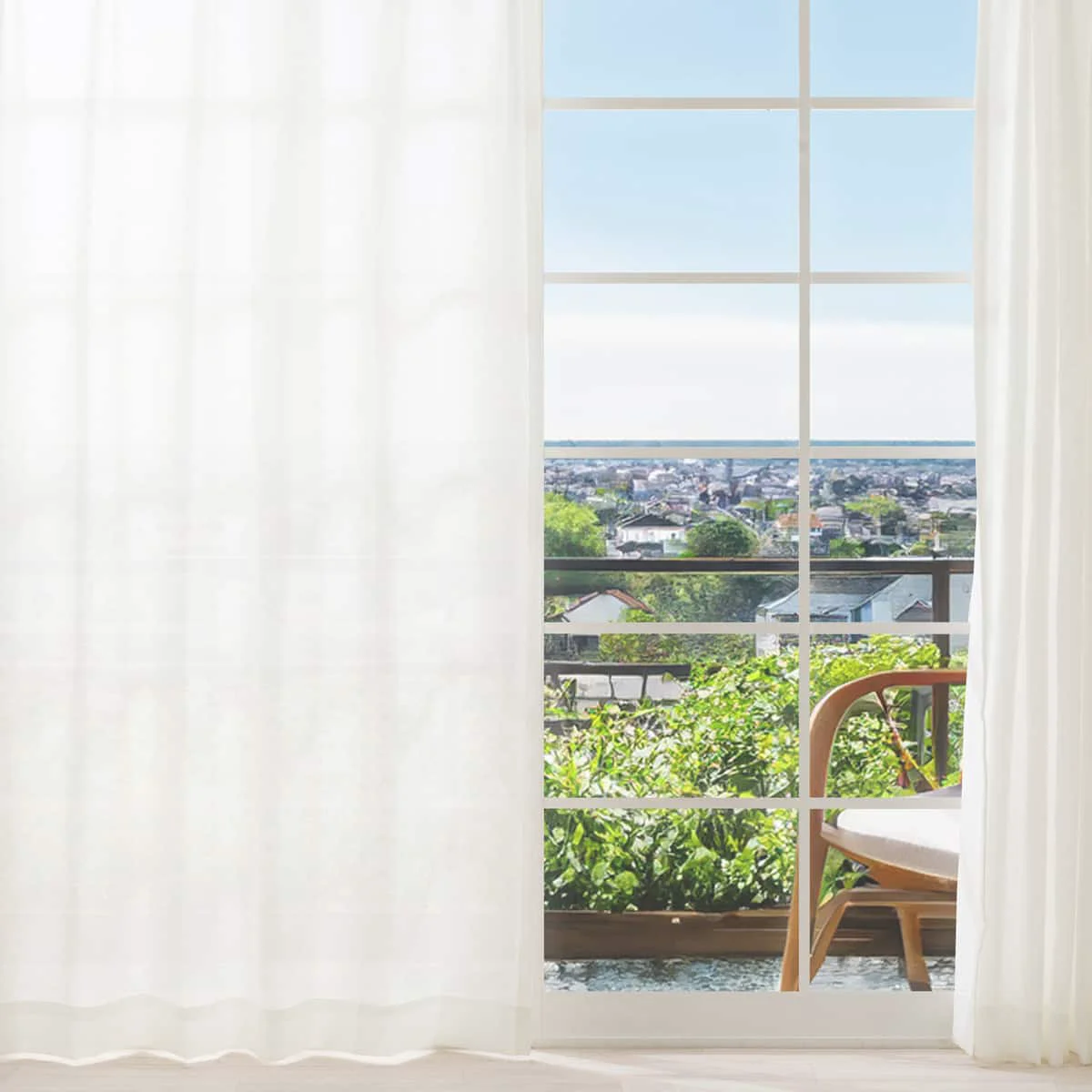Minimalist RL079 Lace Curtains 100 x 198 cm Ivory 2 Panels Detailed