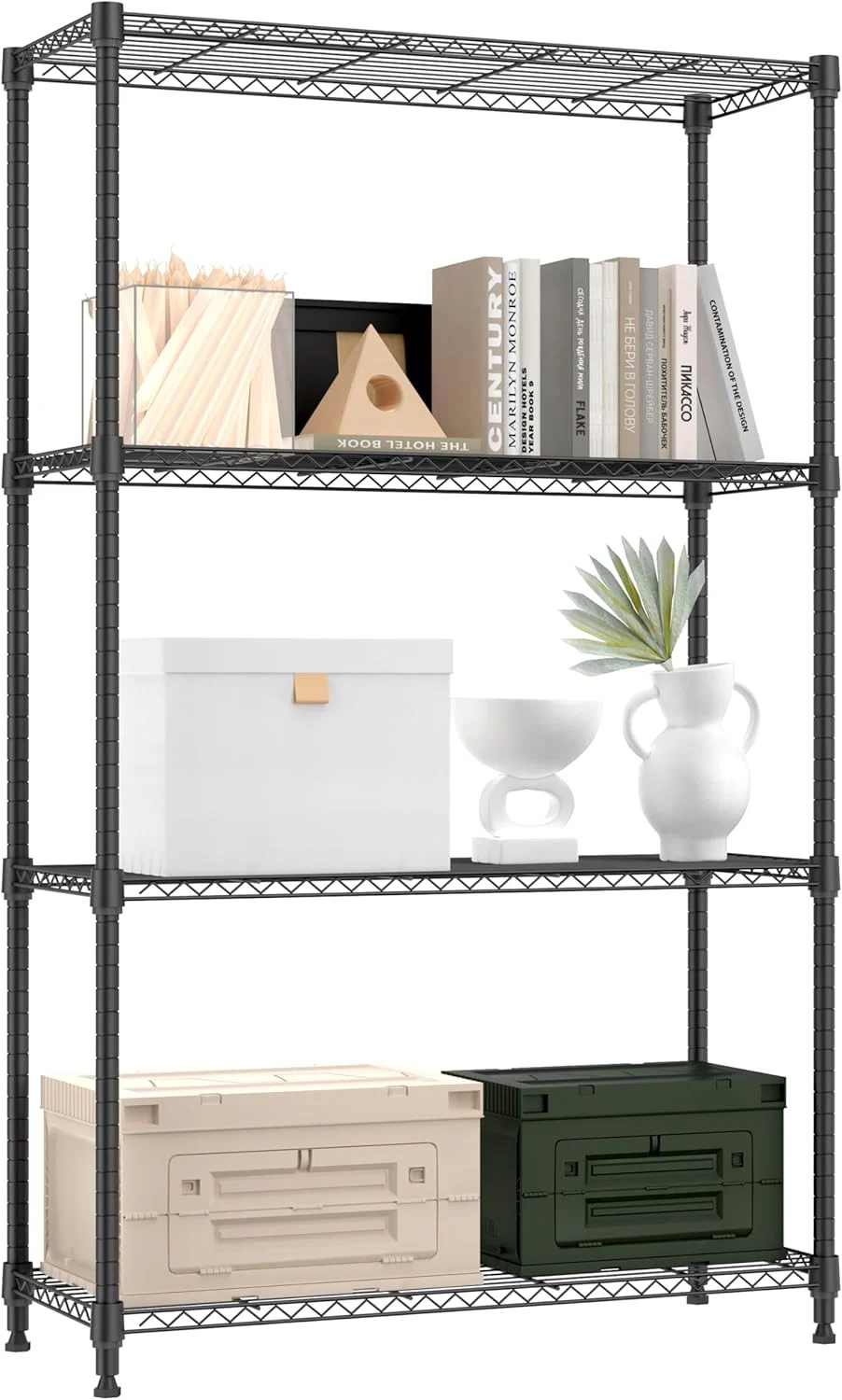 Artisan 4 TIER WIRE SHELVING BLACK 13.8 X 35.4 X 59.5 Dependable