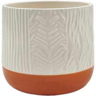 Practical GLOSSY CREAM ORANGE STRIPE POT 4.8 quot Comfortable