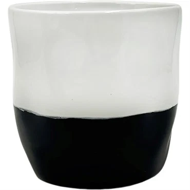 Relaxed GLOSSY WHITE BLACK POT 5 quot Green