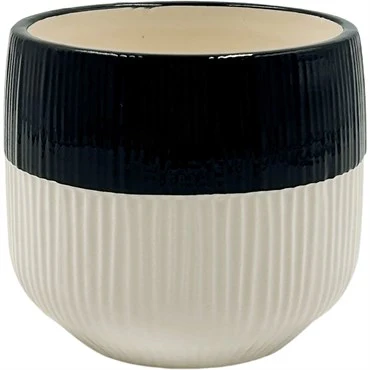Prestigious GLOSSY BLACK WHITE 4 quot POT Exclusive