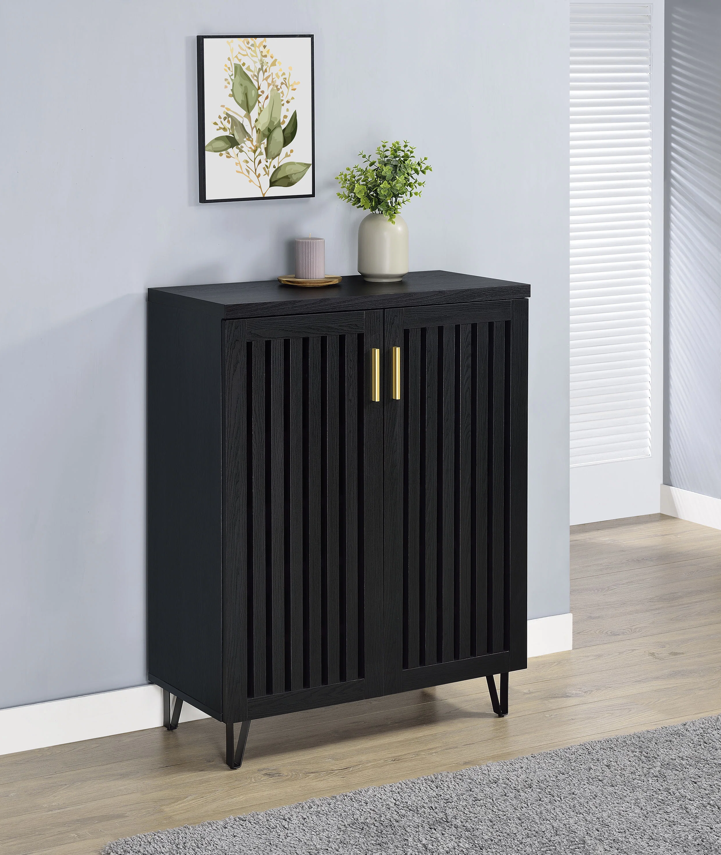 Official BRIXTON 2 DOOR SHOE CABINET BLACK Soft