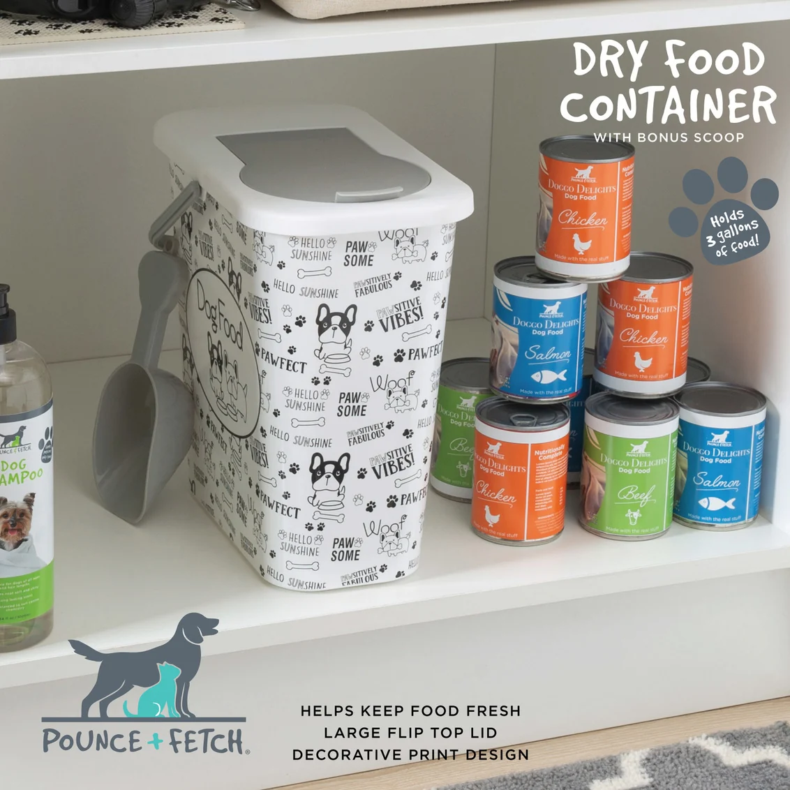 High-Quality DOG FOOD CONTAINER 3GAL Practical