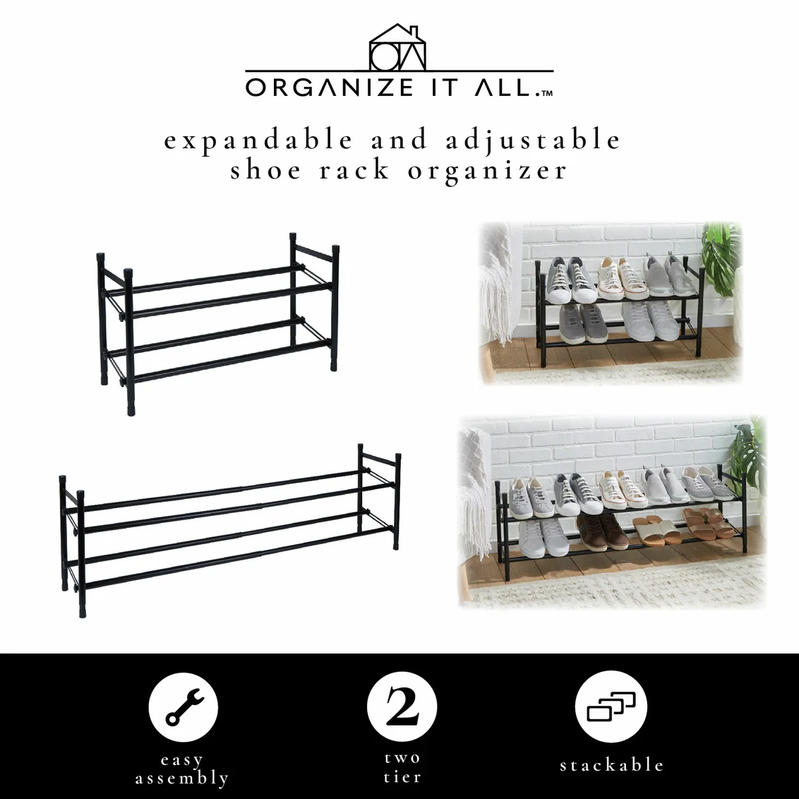 Effective SHOE RACK EXPAND STACK BLACK Practical