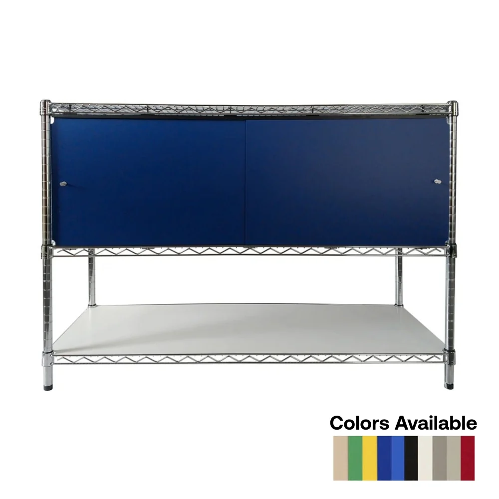 Durable 18 quot d x 60 quot w x 16 quot h Sliding Door Wire Shelving Enclosures Detailed