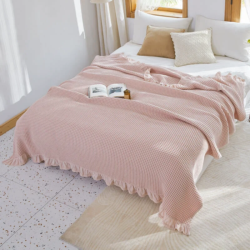 Sophisticated Ownkoti Waffle Weave Sofa Blanket Comfortable Quilt Professional