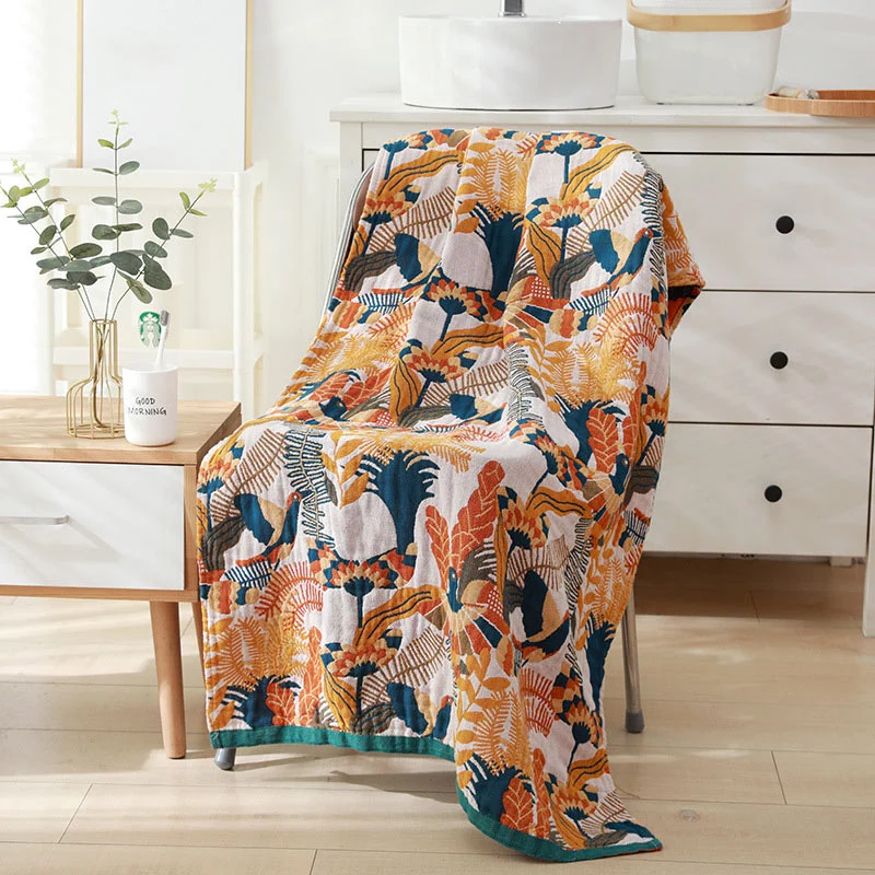 Original Design Ownkoti Flower Bird Cotton Towel Reversible Beach Towel Bath Towel Premium