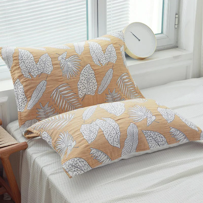 First-Class Ownkoti Leaf Print Pure Cotton Pillow Towel 2PCS High-Performance