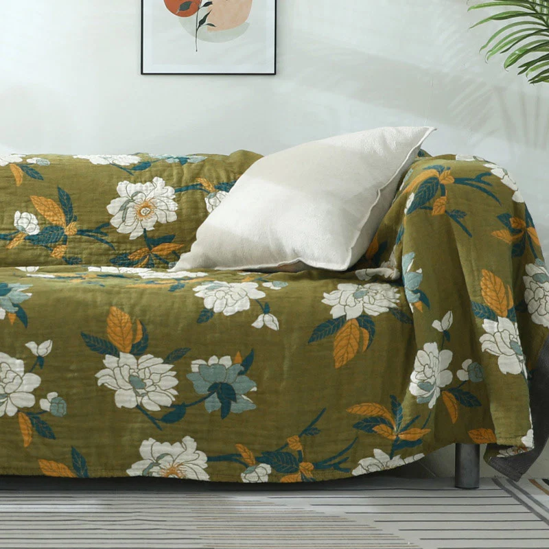 Flexible Ownkoti Cotton Flower Reversible Blanket Couch Cover Reliable
