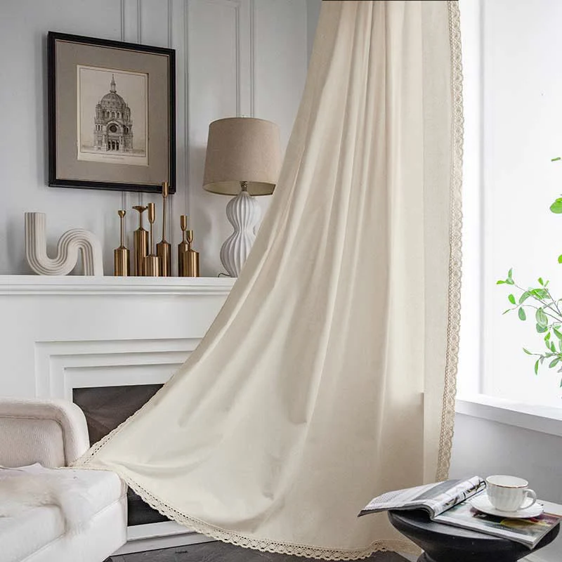 Comfortable Ownkoti Cotton White Curtain Hollow-Out Drapes with Tassel Easy-to-Use