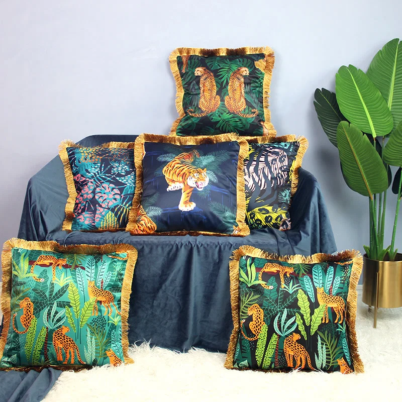 Effective Ownkoti Animal Pattern Tassel Sofa Pillowcase Selected