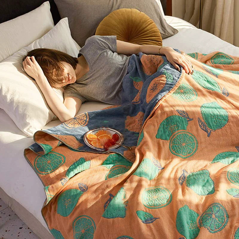 Smooth Ownkoti Lemon Pattern Cotton Gauze Reversible Quilt Specialty