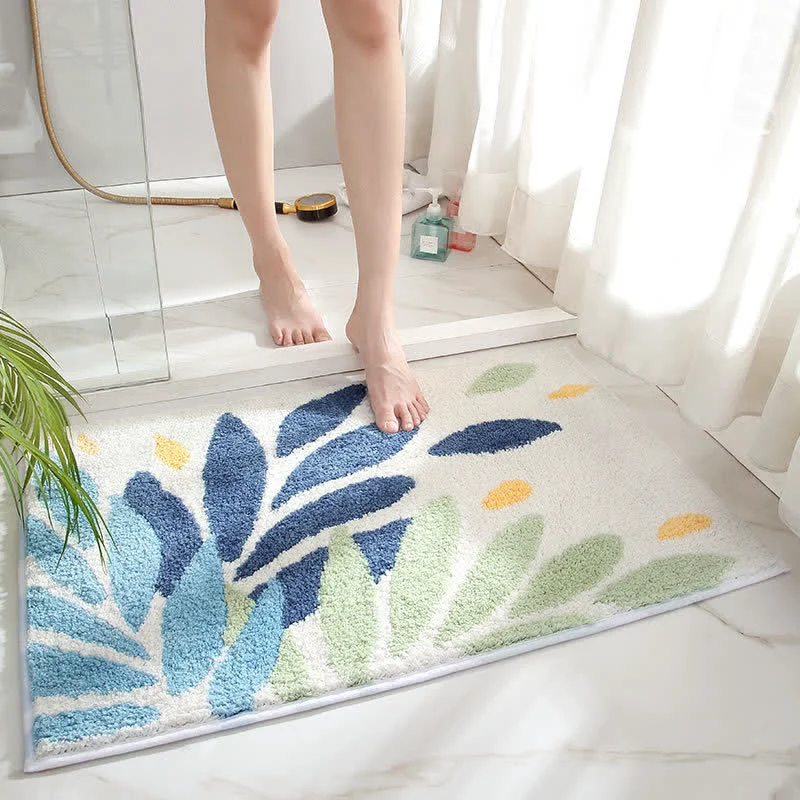 Eco-Friendly Ownkoti Leaf Pattern Soft Non-Slip Bathroom Rug World-Class