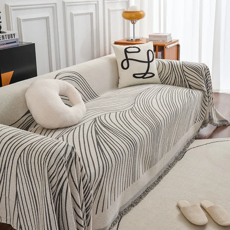 Premium Material Ownkoti Chenille Abstract Stripe Sofa Protector Easy-to-Use