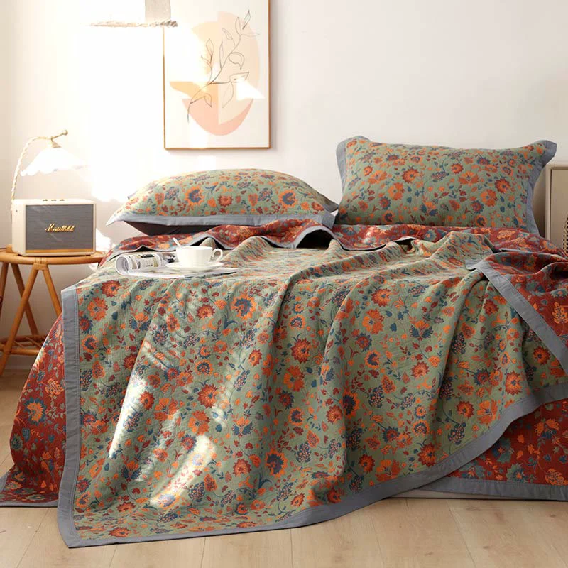 Prestigious Ownkoti Retro Flower Pure Cotton Reversible Quilt Refined