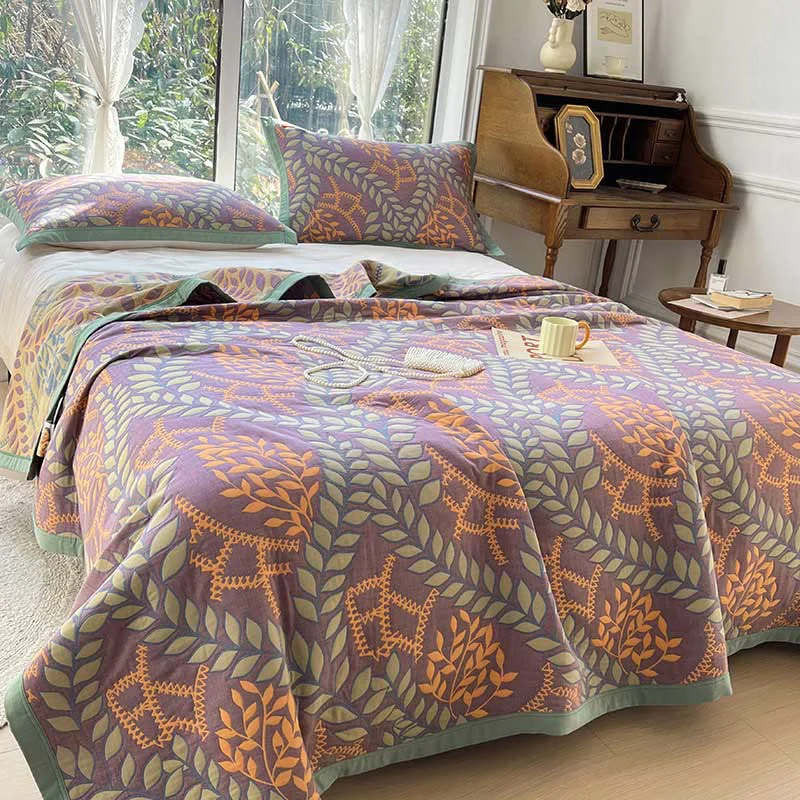 Genuine Ownkoti Green amp Orange Leaf Cotton Reversible Quilt Reliable