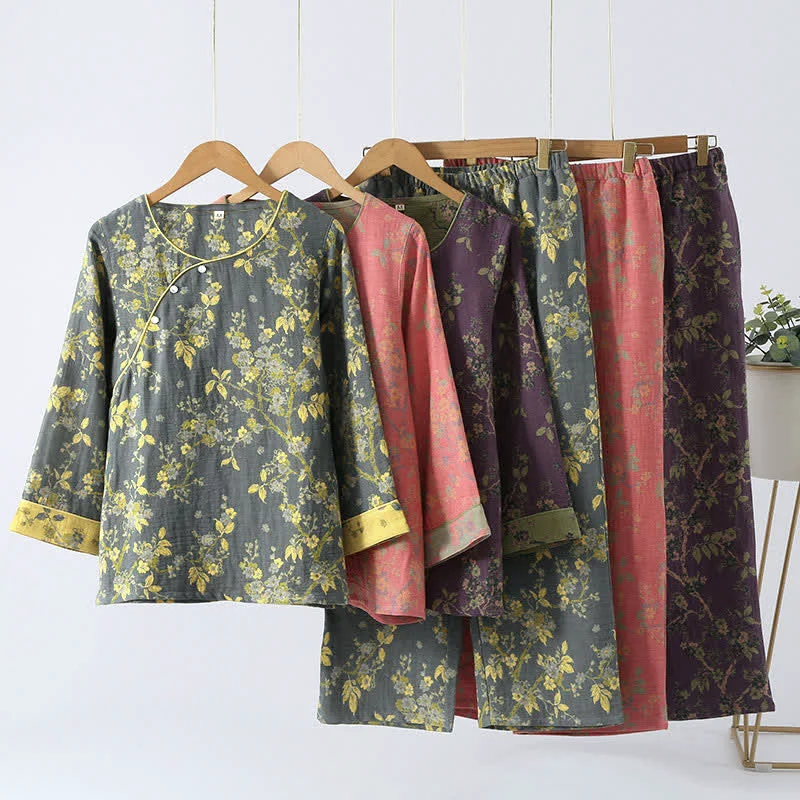 User-Friendly Ownkoti Jacquard Vintage Pure Cotton Loungewear Set Natural