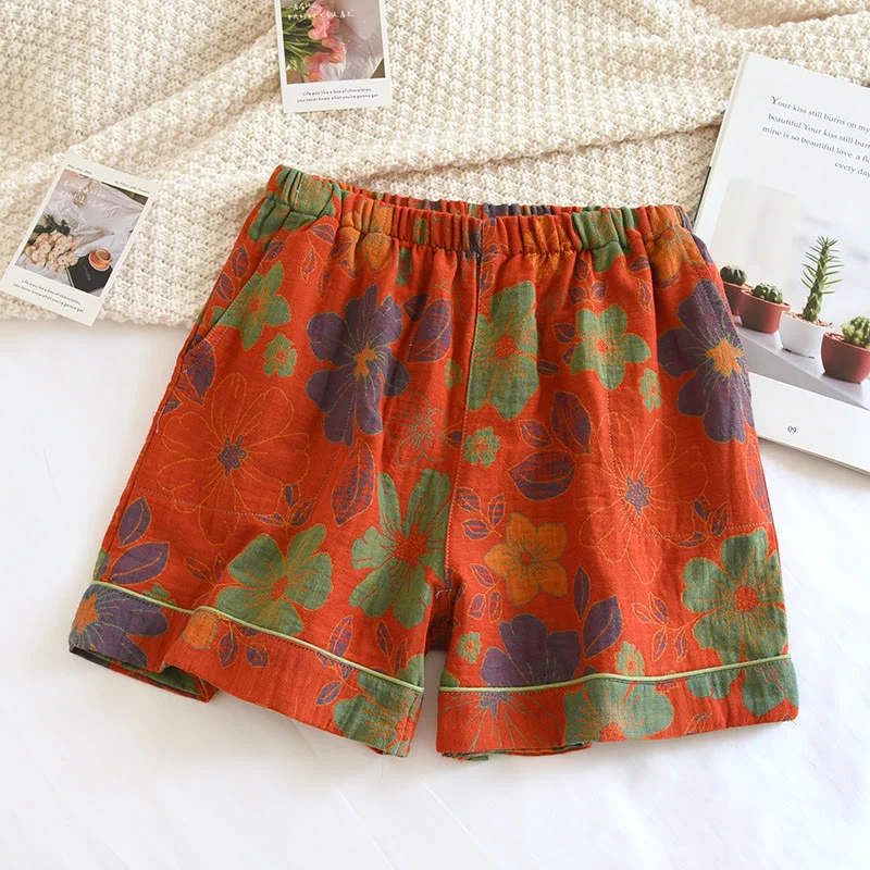 Durable Ownkoti Double Layered Gauze Summer Pajama Shorts High-Quality