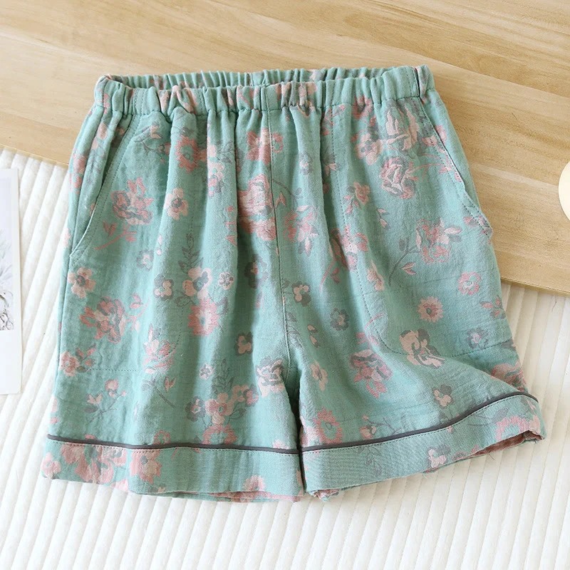 Original Design Ownkoti Jacquard Floral Cotton Gauze Summer Pajama Shorts Recyclable