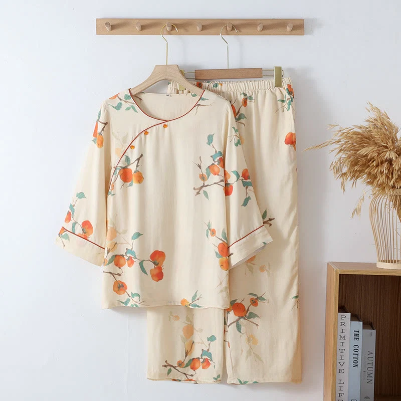 Consistent Ownkoti Bamboo Fiber Rural Three-quarter Sleeves Pajama World-Class