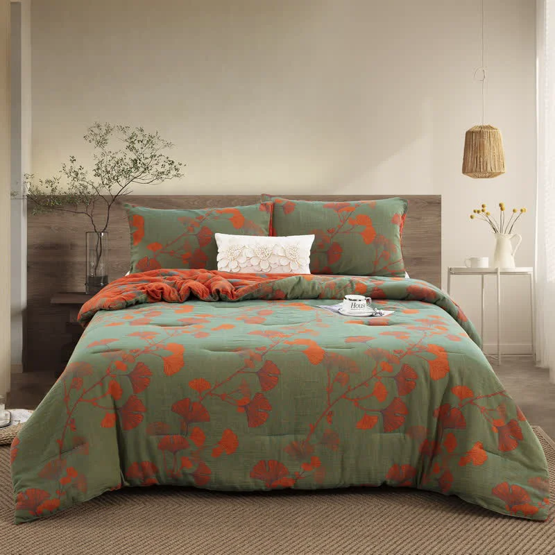 High-Performance Ownkoti Rustic Ginkgo Leaf Cotton Gauze Bedding Powerful