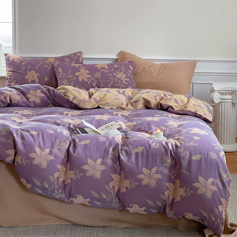 Practical Ownkoti Floral Lily Cotton Gauze Bedding Set Superior