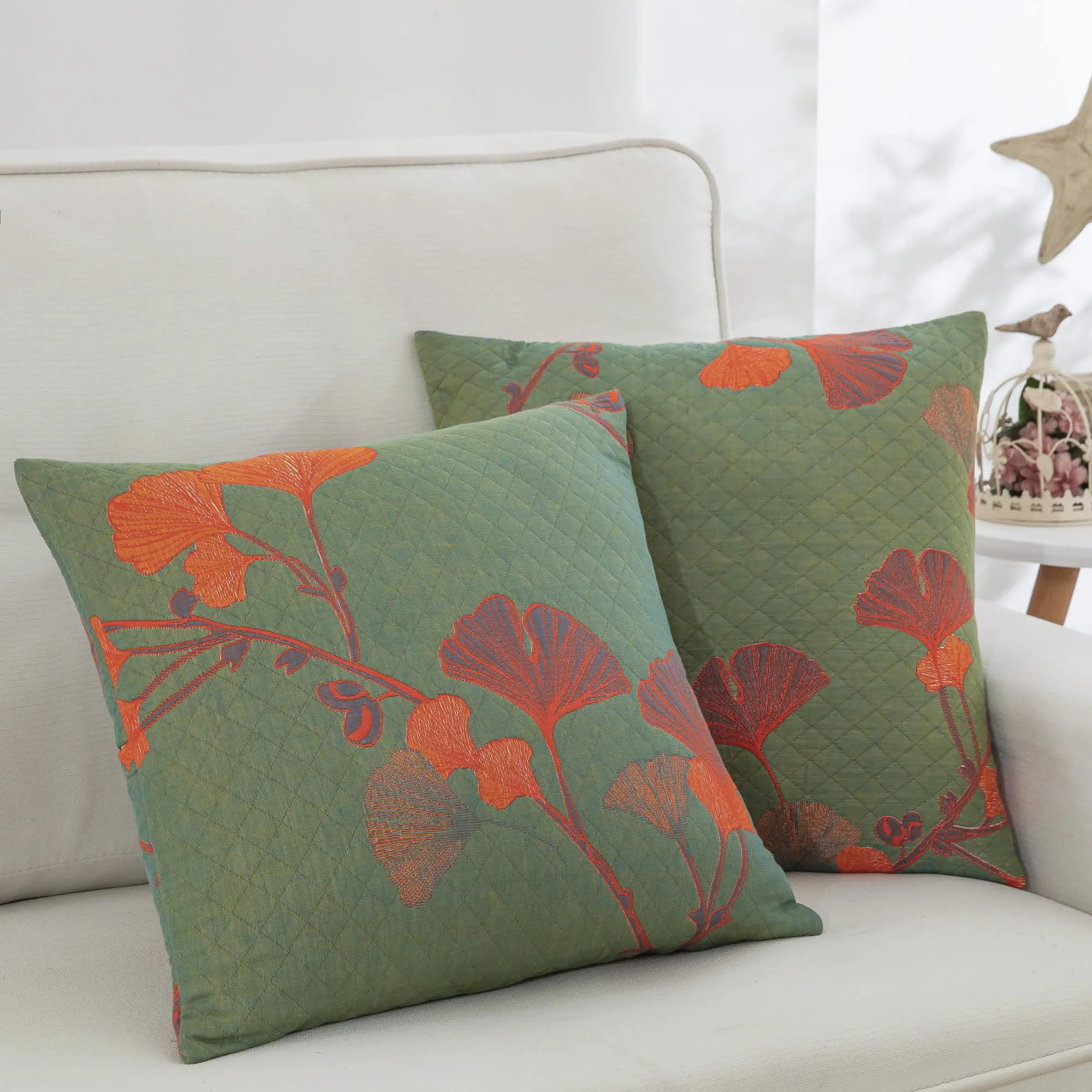 Exclusive Ownkoti Cotton Gauze Jacquard Ginkgo Leaf Pillowcases 2PCS Innovative