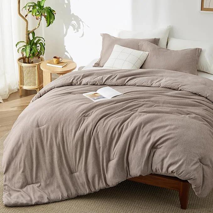 Certified Bedsure Queen Comforter Set – Khaki Soft Bedding for All Seasons Cationic Dyed Bed Set 3 Pieces 1 Queen Size Comforter 90 quot x90 quot and 2 Pillow Shams 20 quot x26 quot 2 quot Solid