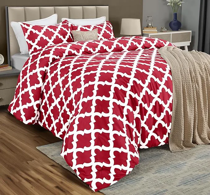 Green King Comforter Set 3 Piece Red by Utopia Bedding Printed Comforters King Size Bedding Comforters Sets Down Soft Bed Set 1 Comforter 90 x 102 inches 2 Pillow Shams 20 x 36 inches Functional