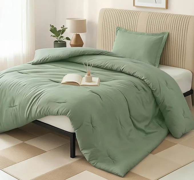 Prestigious Twin Comforter Set 2 Piece Sage Green by Utopia Bedding Comforters Twin Size Bedding Comforters Sets Down Soft Bed Set 1 Comforter 64 x 88 inches 1 Pillow Shams 20 x 26 inches Reliable