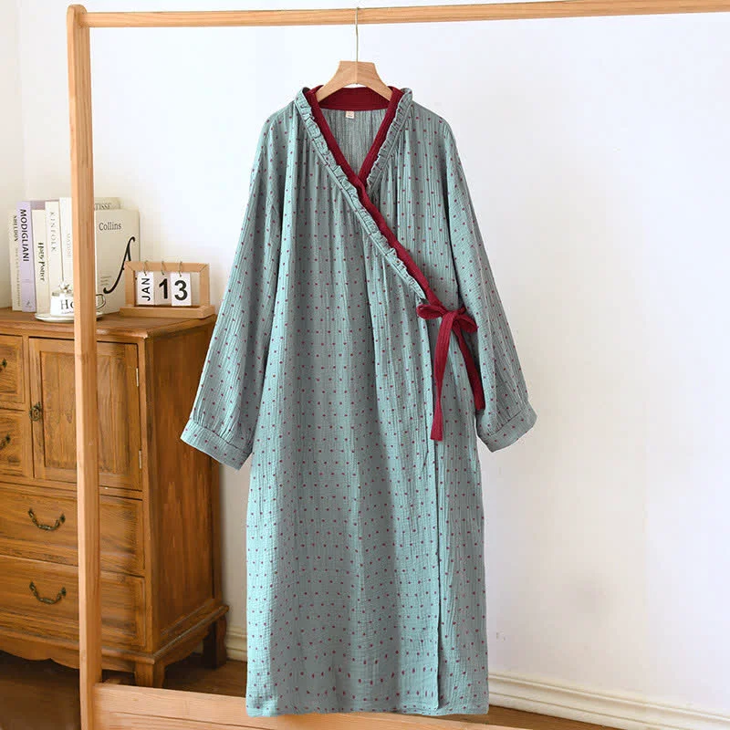 Dependable Ownkoti V-neck Cotton Polka Dots Nightdress Secure