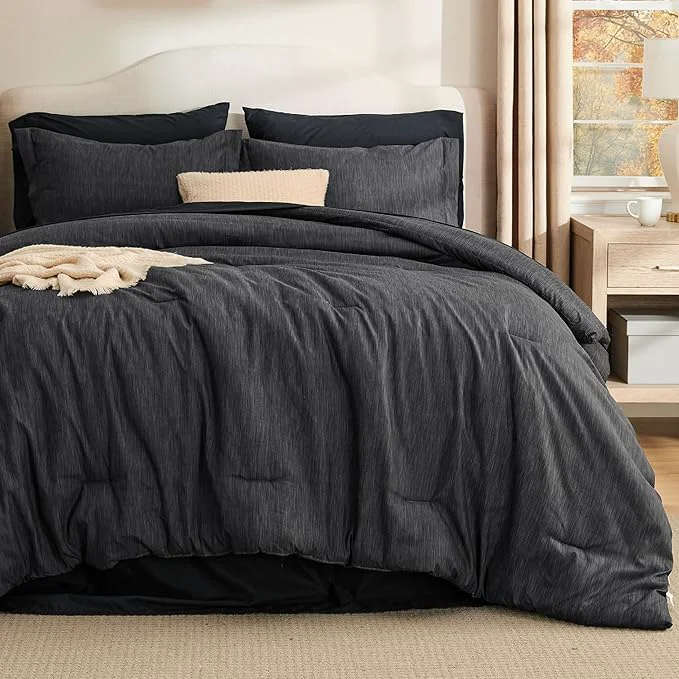 First-Class Bedsure Full Comforter Set Black – Bed in a Bag Full Size Bedding 7 Pieces Cationic Dyed Bed Set Gift for Family Black Soft Bedding for All Seasons Comforter with Sheets Pillowcases amp Shams Classic