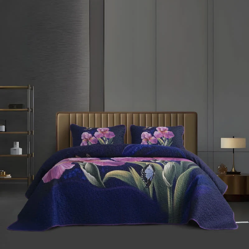 Outstanding Ownkoti Floral Bird Quilted Soft Bedding Set 3PCS Exclusive