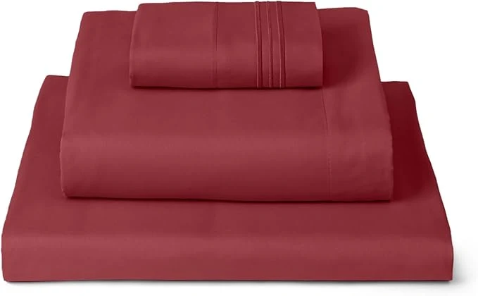 Premium Material Mellanni Twin Sheets Set – 3 PC Iconic Collection Bedding – Hotel Luxury Extra Soft Cooling Bed Sheets – Wrinkle Fade Stain Resistant Twin Brick Red Modern