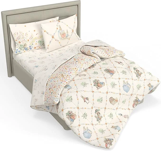 Fine Crafted Peter Rabbit Book Bedding Set Full Size 7-Piece Super Soft Fluffy Reversible Comforter amp Sheet Set with Sham Storybook Friends Easter amp Spring ly Licensed Product by Franco Heritage Exceptional